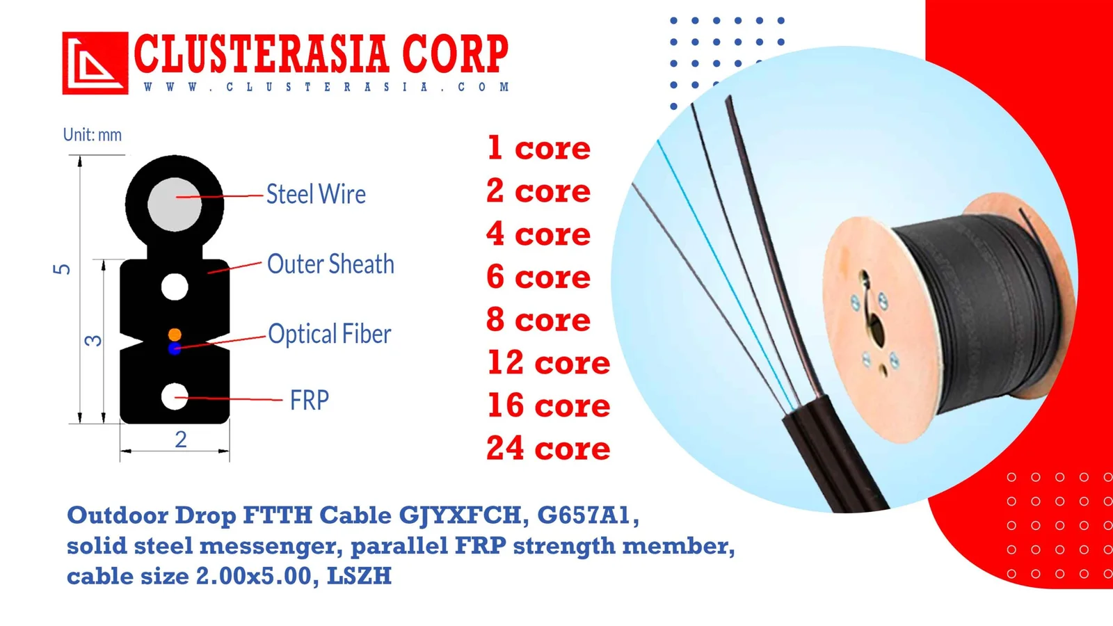 FTTH DROP CABLE, 2km/roll GJYXFCH-2