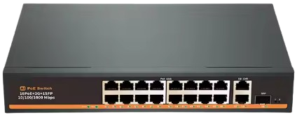 CCTV OEM Cheap 16 Ports 100Mbps PoE Network Switch with Gigabit Uplink and SFP Port POE1621HR-2