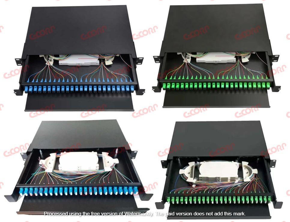 24 PORTS ODF PATCH PANEL OPTICAL DISTRIBUTION FRAME RACK MOUNT 19 INCH STEEL DRAWER TYPE SC UPC SC APC LC UPC LC APC SINGLEMODE SM