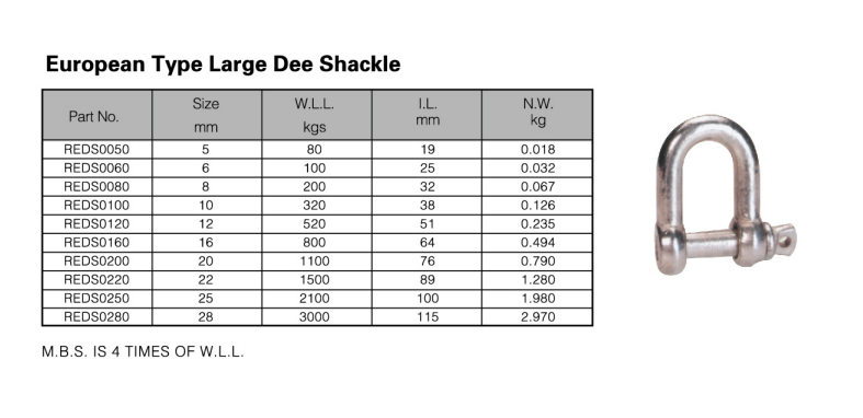 Clusterasia Cable TV Equipment October 29, 2025 Philippines Heavy Duty European Type Large Dee Shackle, Zinc Plated, 5-28mm Size